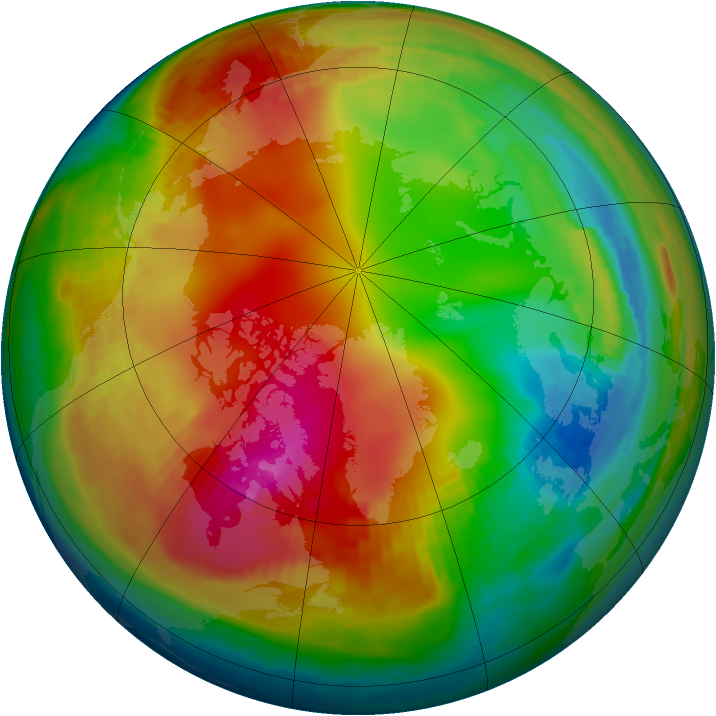 Arctic ozone map for 24 January 1991